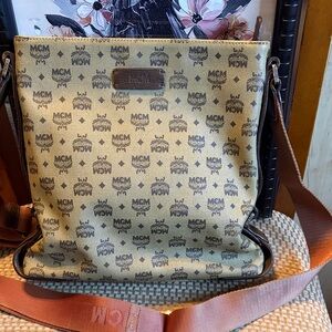 MCM Green and Brown Monogram Messenger Crossbody Bag